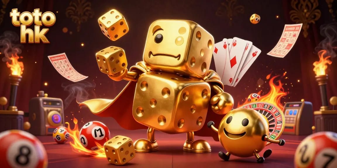 Menangkan jackpot dengan toto hk dalam ilustrasi karakter 3D yang dinamis dan penuh warna.