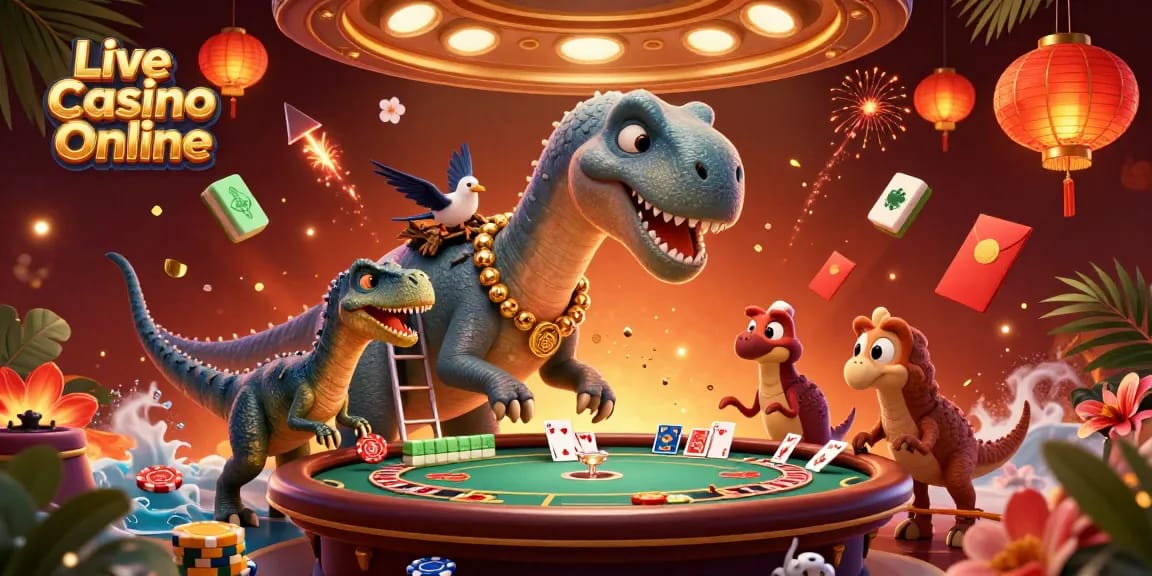Experience the excitement of Live Casino Online with 3D characters and vibrant game elements in action.