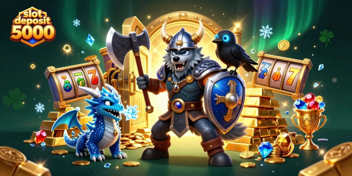 Experience the thrill of winning with slot deposit 5000 in this vibrant casino illustration.