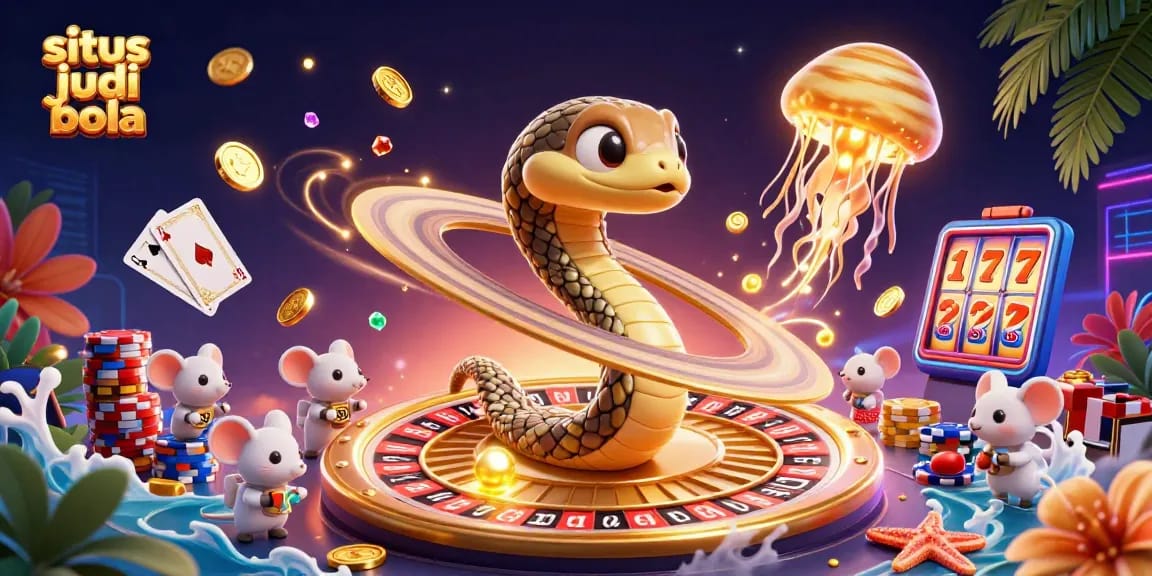 Engage with situs judi bola as astronaut mice bet on roulette rings in cosmic casino scene.