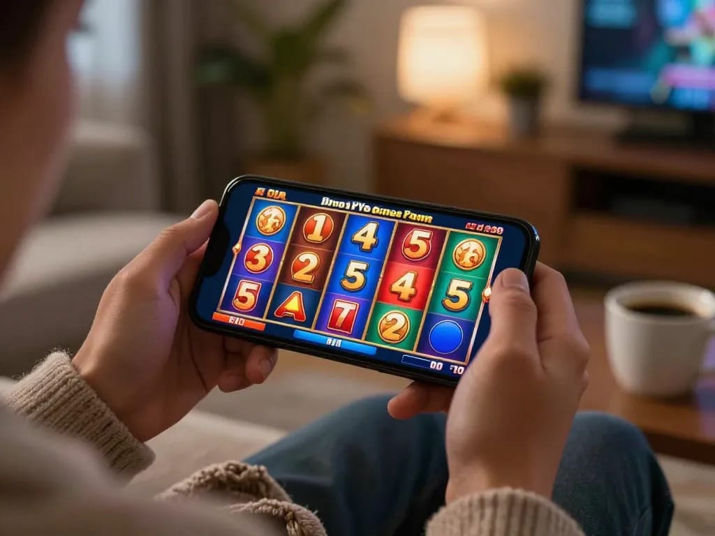 Main OKESlot Deposit Qris Tanpa Potongan shows a player winning on a slot game on their smartphone.