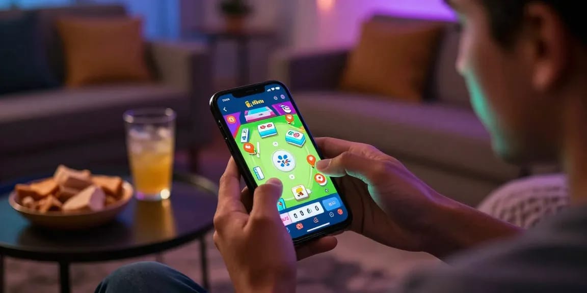 Engaging with the CIKA4D app for Mahjong gaming on a smartphone.