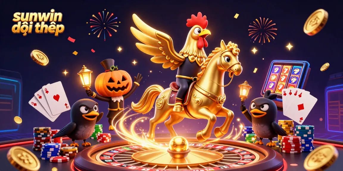Experience thrilling wins with sunwin đổi thưởng in this vibrant casino illustration featuring golden elements.