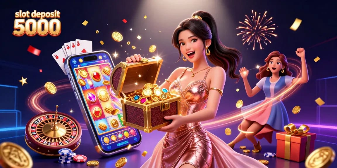 Experience the thrill of slot deposit 5000 with captivating treasures and exciting casino elements.
