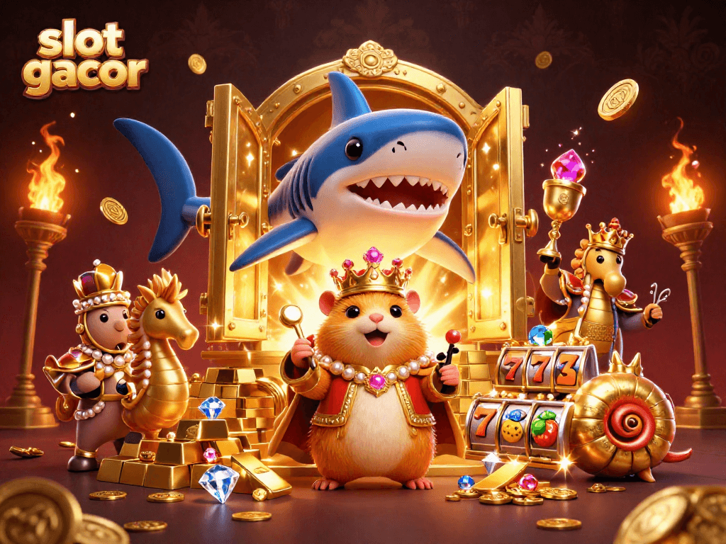 Permainan slot gacor yang menghibur dengan karakter raja hamster emas dan harta karun berlimpah.