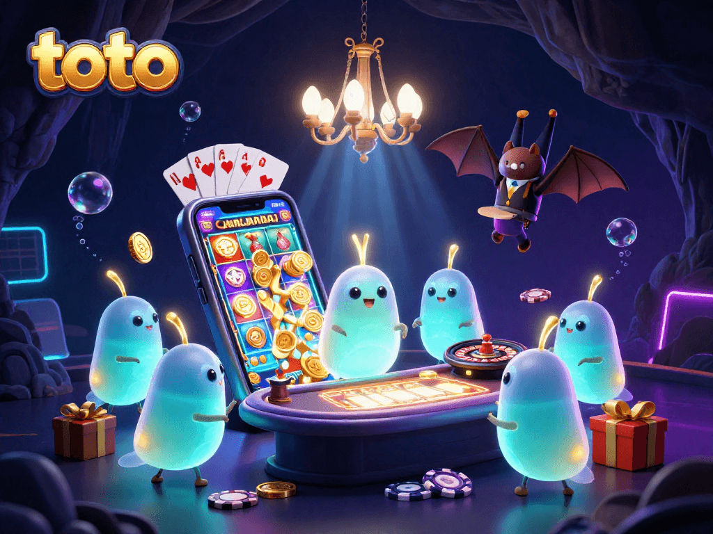 Permainan toto yang seru dengan glowworms menyinari kasino, dealer kelelawar menunggu pemain.