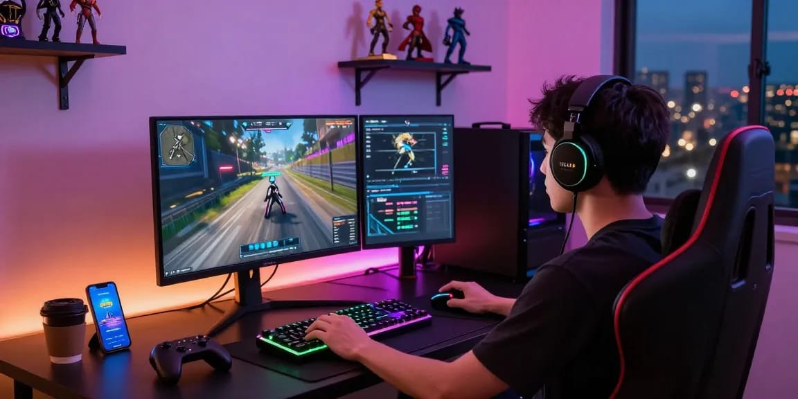 Engaging gaming setup showcasing CIKA4D access and vibrant gaming atmosphere.