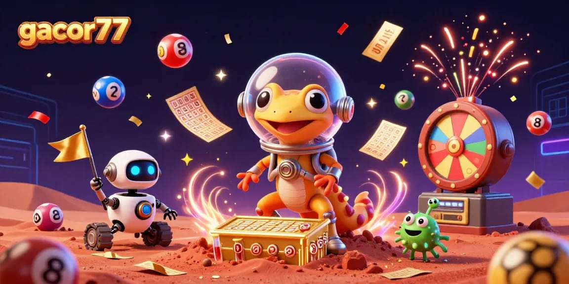 Gacor77 hadir dengan gambar menarik yang menunjukkan Martian gecko menemukan kasino emas di Mars.