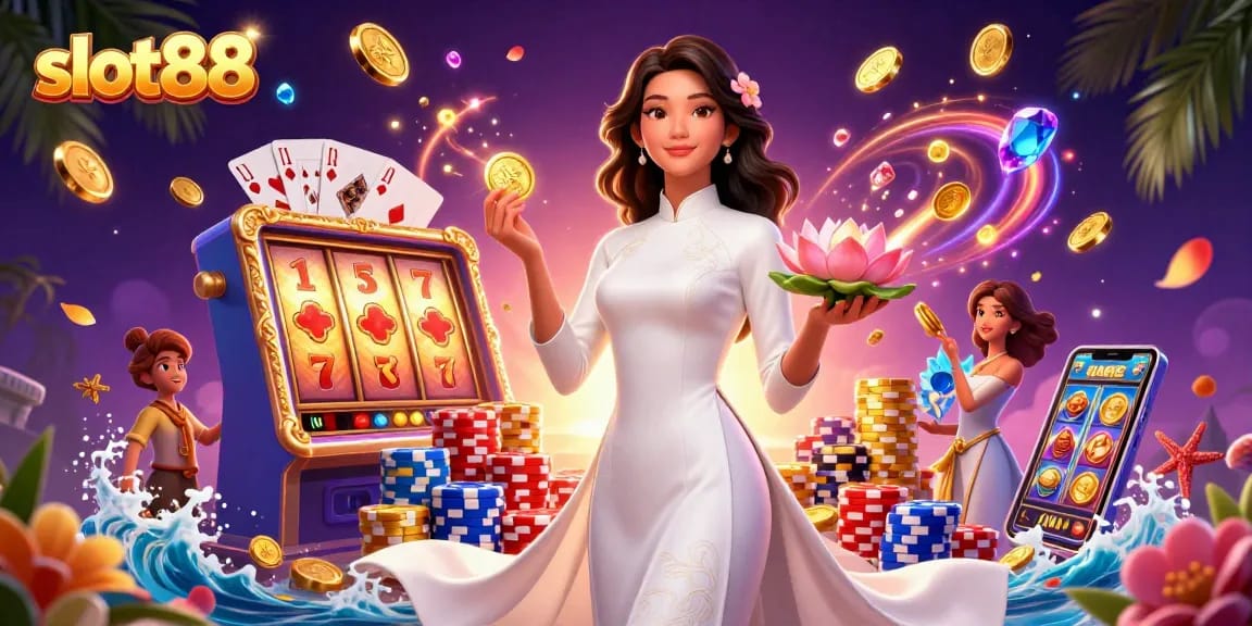 Experience thrilling slot88 gameplay with elegant visuals and vibrant casino elements.