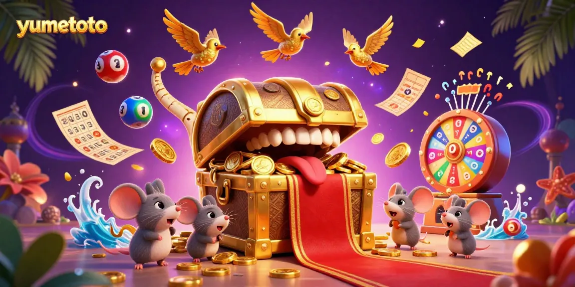 Exciting gaming experience with yumetoto featuring a vibrant 3D lottery scene illustrating rich rewards and dynamic elements.