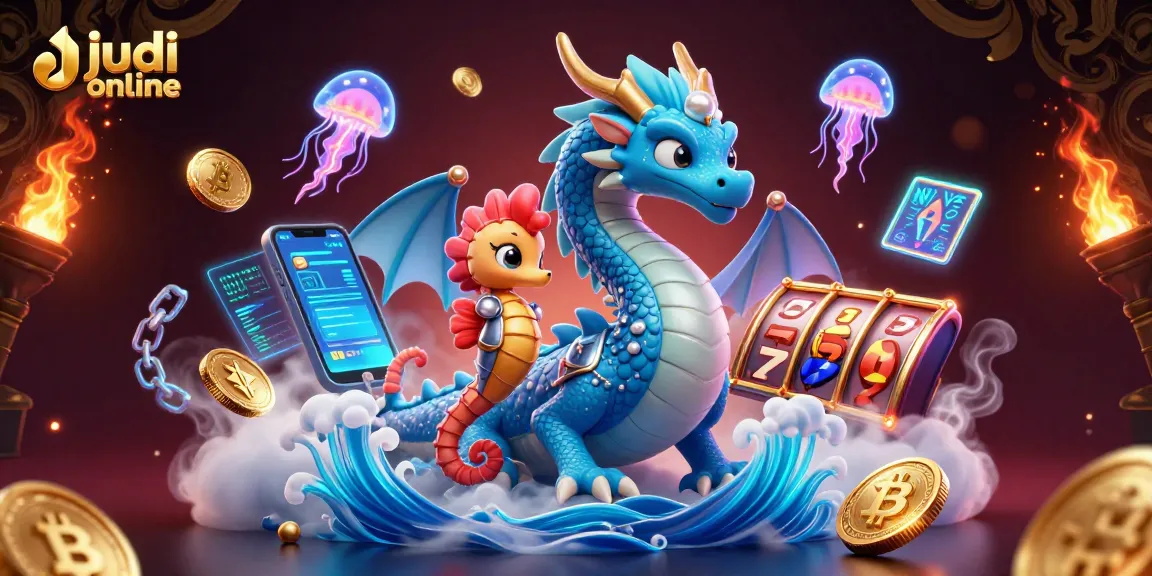Spin the reels and explore judi online with vibrant casino-themed characters underwater.