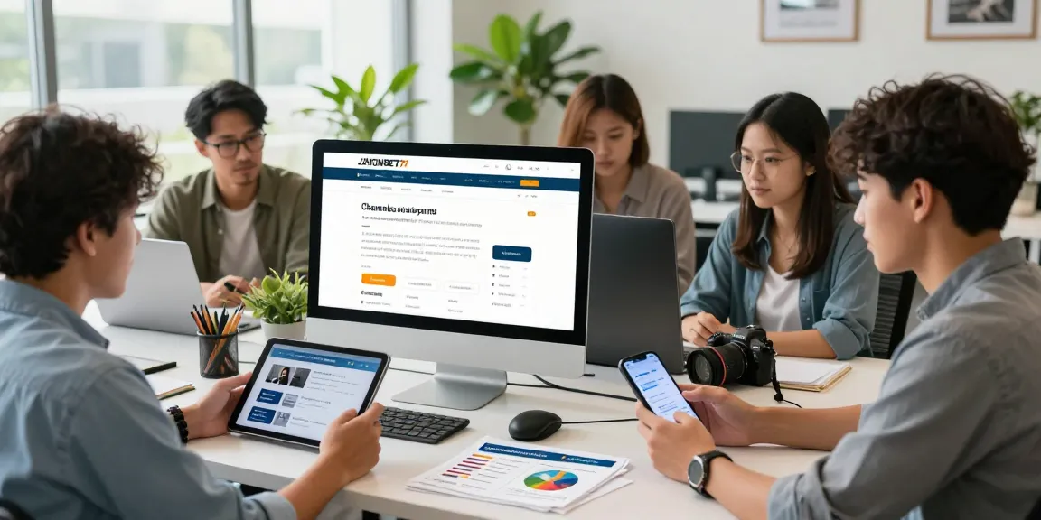 Halaman pusat akses pengguna di geneia.com yang menampilkan fitur unggulan JHONBET77 dengan pengguna yang berinteraksi.