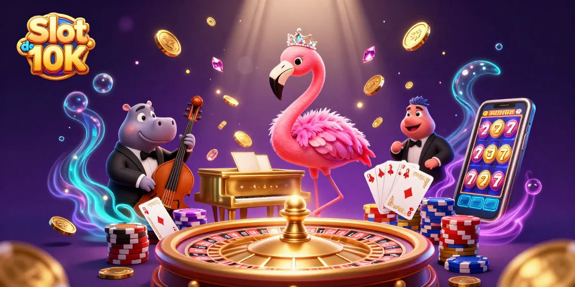 Experience Slot depo 10K excitement with cascading coins and vibrant gaming action in 3D.