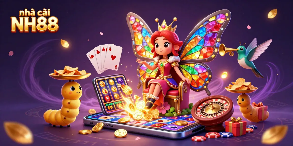 Experience the vibrant world of nhà cái NH88 with this dynamic illustration showcasing gaming excitement.